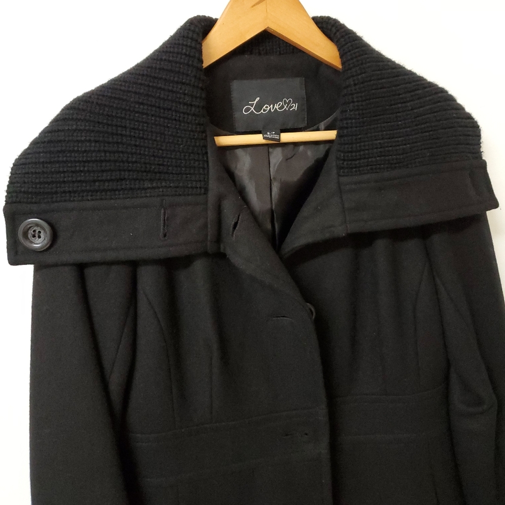 Black crew neck coat